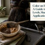 Hair color swatches arranged from dark black through brown to light blonde