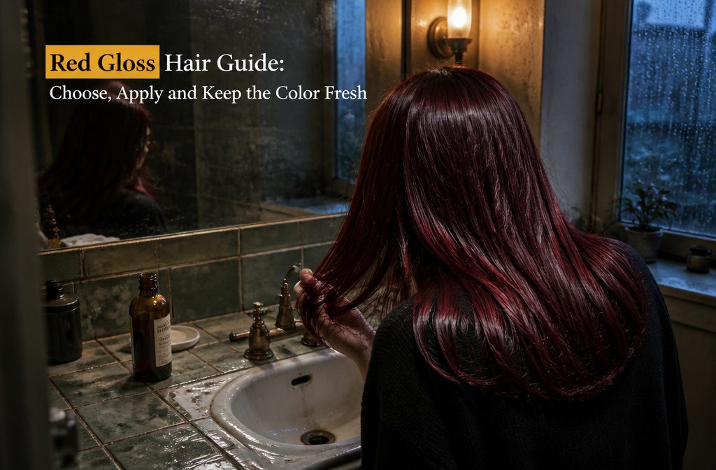 Red hair with a smooth, reflective finish
