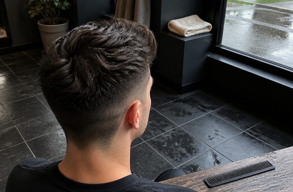 Textured quiff with a lifted front and short sides