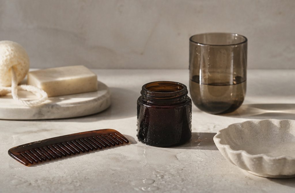 Slicked-back wet-look hair with a smooth glossy finish